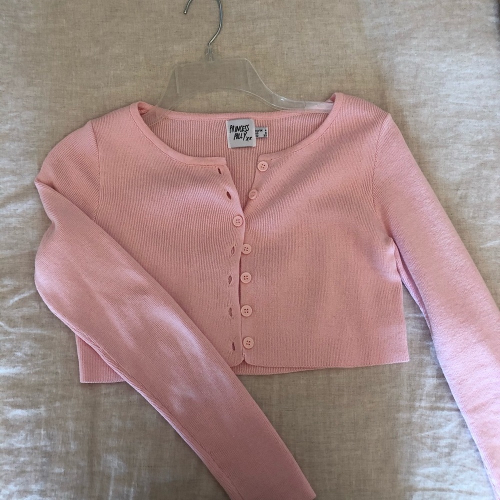 Princess Polly pink cropped button down - Picture 1 of 3